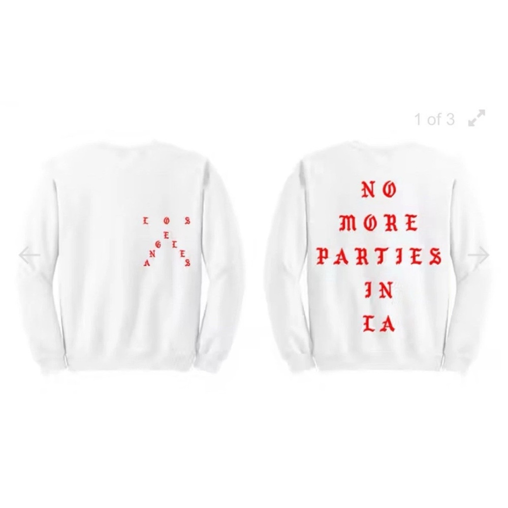 Kanye West Yeezy “No More Parties in LA" White Crewneck Sweatshirt M Tour Merch
